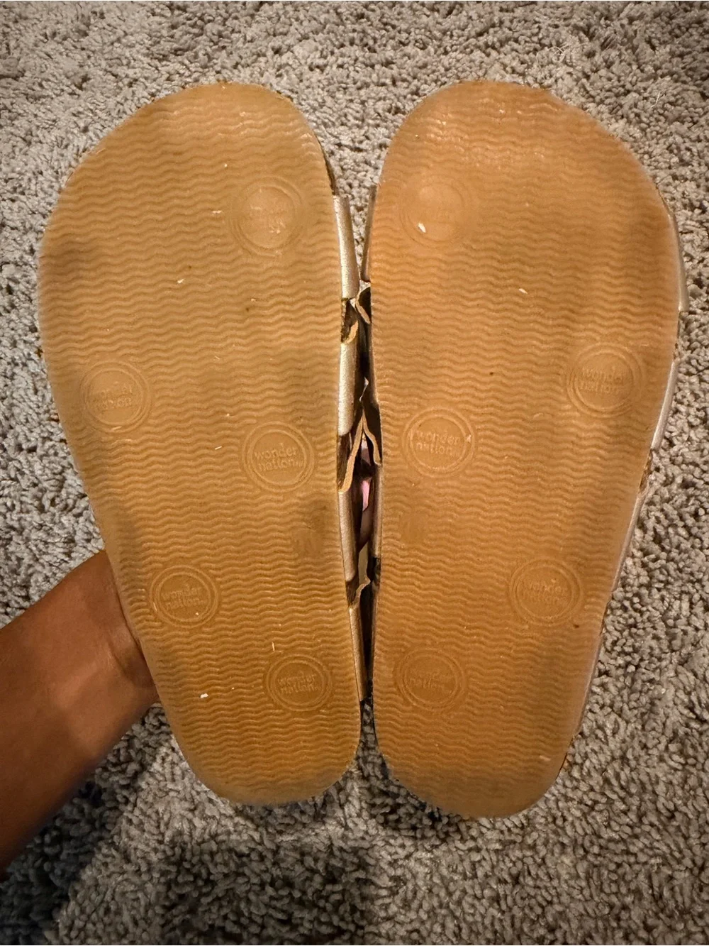 wonder nation Metallic Gold Strap Fisherman Sandals